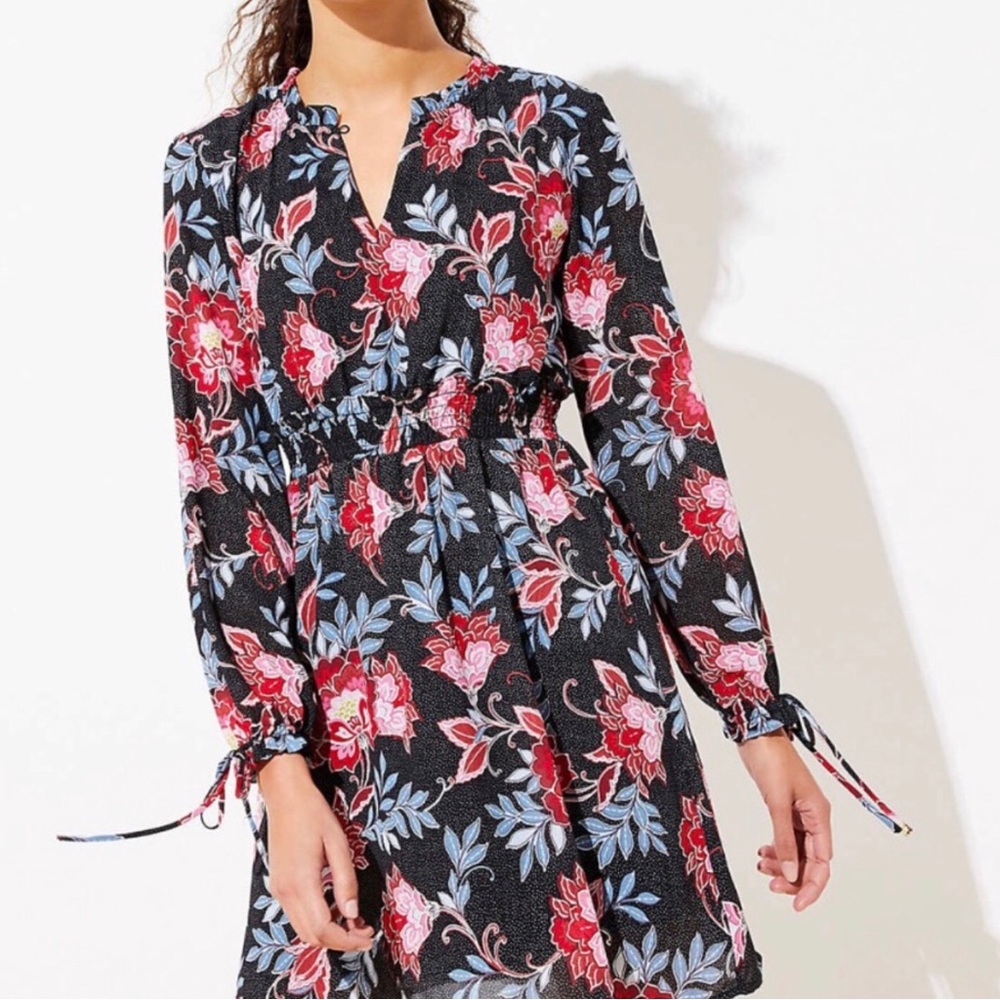 LOFT Long Sleeve Floral Dress Size 8